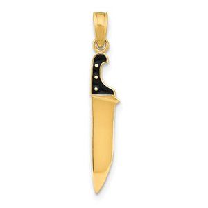 14k Butcher Knife, 3-D, Black Enamel Charm